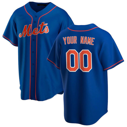 Custom NY.Mets Royal Alternate Replica Game Baseball Jerseys