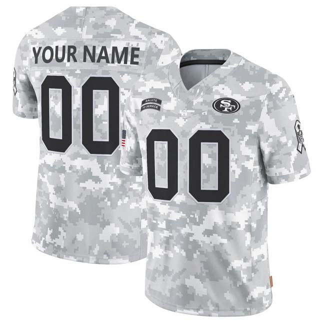 Custom SF.49ers F.U.S.E Arctic Camo Salute To Service Limited Stitched Football Jersey