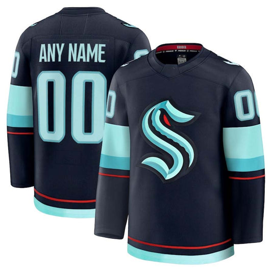 Custom S.Kraken Fanatics Game Premium Jersey - Deep Sea Blue Stitched American Hockey Jerseys