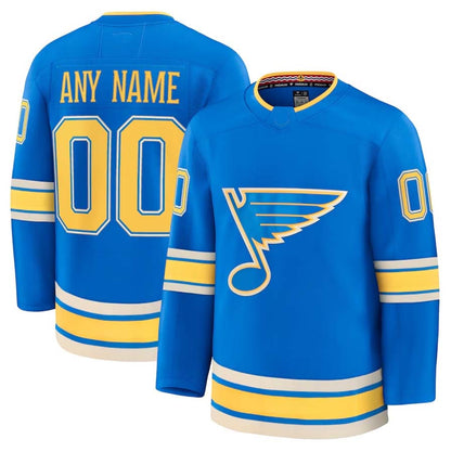 Custom St. L.Blues Fanatics Game Premium Jersey - Blue Stitched American Hockey Jerseys