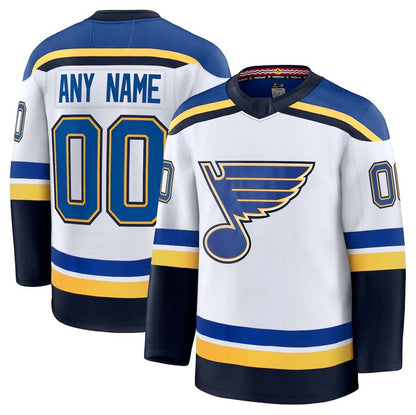 Custom St. L.Blues Fanatics Game Premium Jersey - White Stitched American Hockey Jerseys