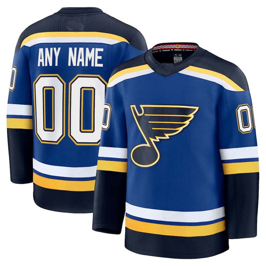 Custom St. L.Blues Fanatics Premium Game Jersey - Blue Stitched American Hockey Jerseys