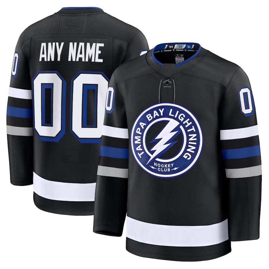 Custom TB.Lightning Fanatics Game Premium Jersey - Black Stitched American Hockey Jerseys