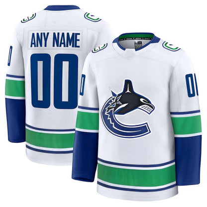 Custom V.Canucks Fanatics Game Premium Jersey - White Stitched American Hockey Jerseys