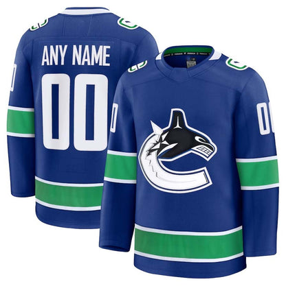 Custom V.Canucks Fanatics Game Premium Jersey - Blue Stitched American Hockey Jerseys