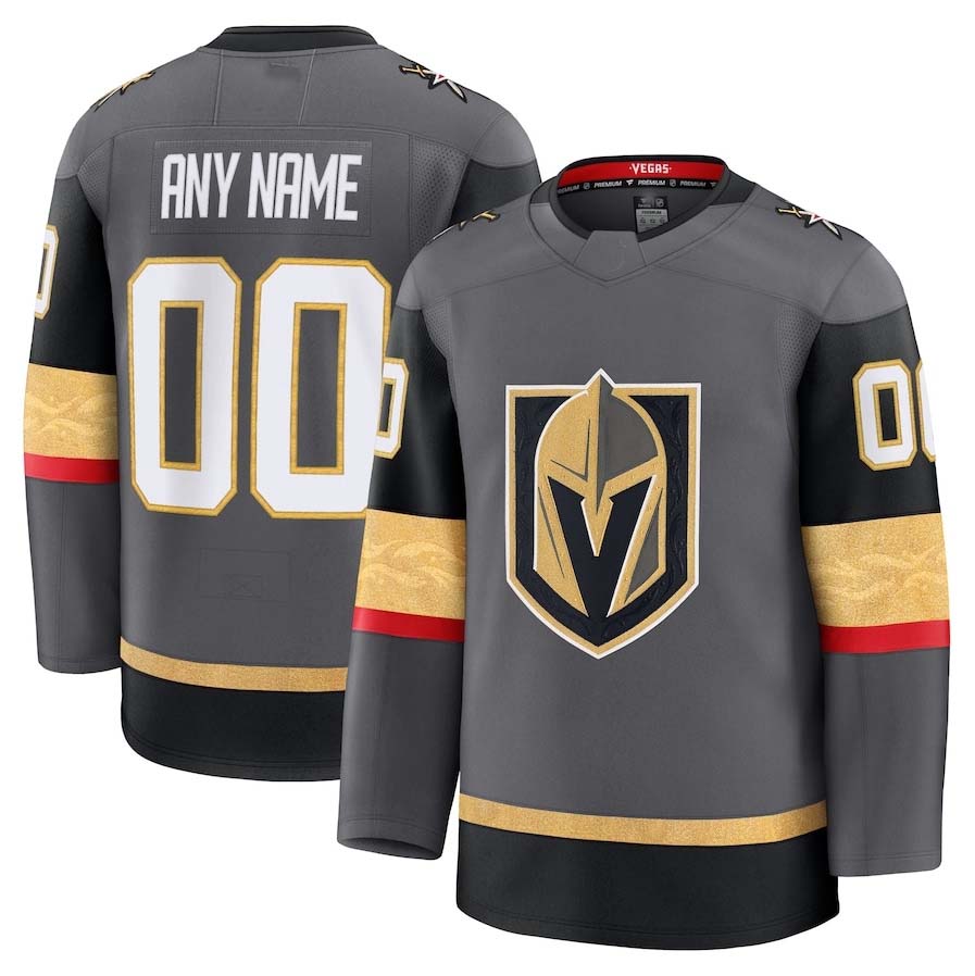 Custom V.Golden Knights Fanatics Game Premium Jersey - Gray Stitched American Hockey Jerseys