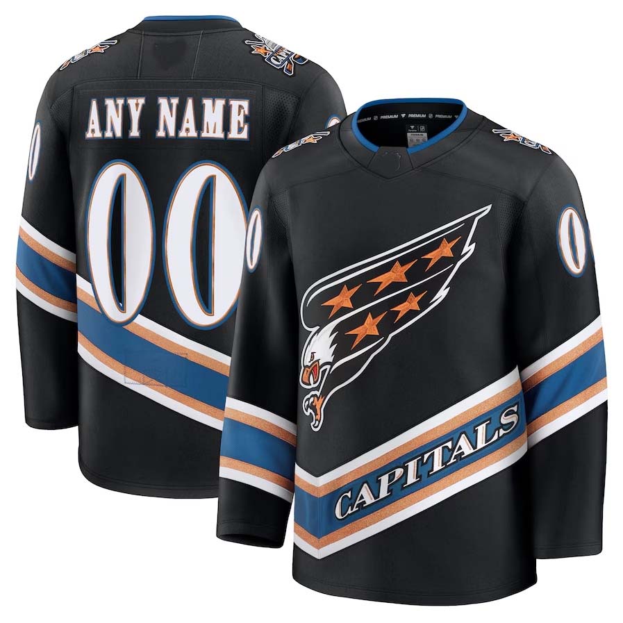 Custom W.Capitals Fanatics Game 50th Anniversary Premium Jersey - Black Stitched American Hockey Jerseys