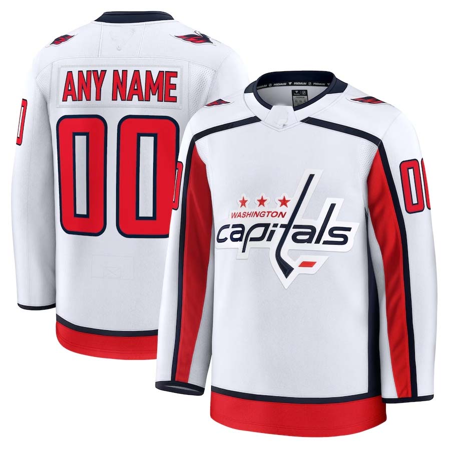 Custom W.Capitals Fanatics Game Premium Jersey - White Stitched American Hockey Jerseys