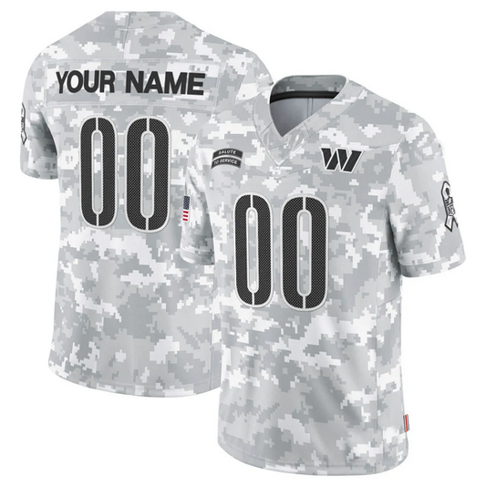 Custom W.Commanders F.U.S.E Arctic Camo Salute To Service Limited Stitched Football Jersey