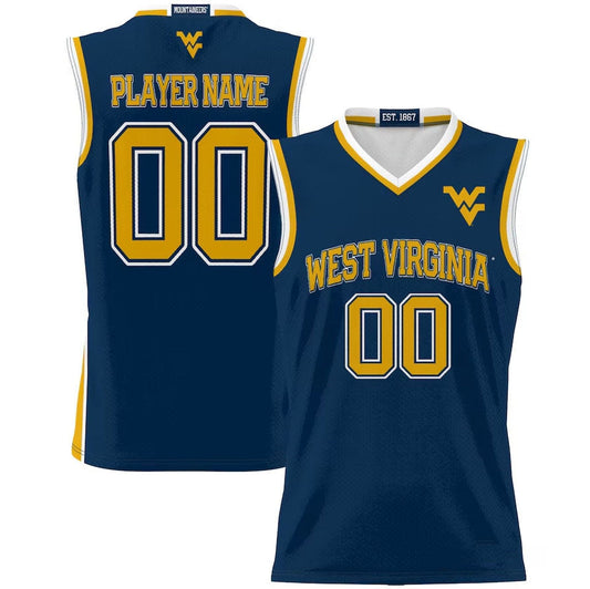 Custom W.Virginia Mountaineers NIL Pick-A Lightweight Basketball Jersey - Blue American College Jerseys