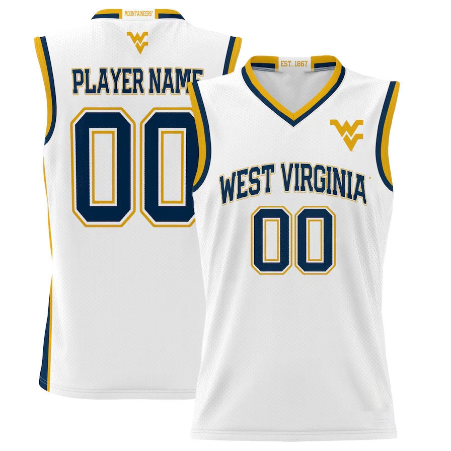 Custom W.Virginia Mountaineers NIL Pick-A Lightweight Basketball Jersey - White American College Jerseys