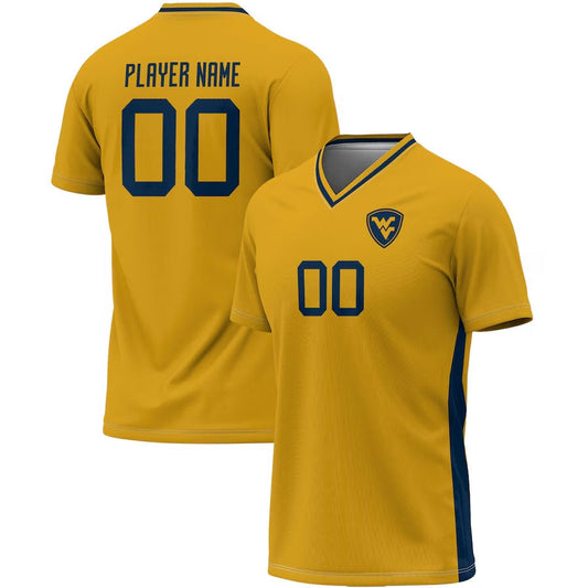 Custom W.Virginia Mountaineers Pick-A NIL Lightweight Soccer Jersey - Gold American College Jerseys