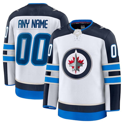 Custom W.Jets Fanatics Game Premium Jersey - White Stitched American Hockey Jerseys