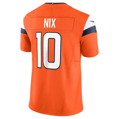 D.Broncos #10 Bo Nix Player Orange Vapor F.U.S.E. Limited American Football Jerseys