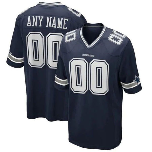 Custom D.Cowboys Navy Game Jersey -Stitched Game Football Jerseys