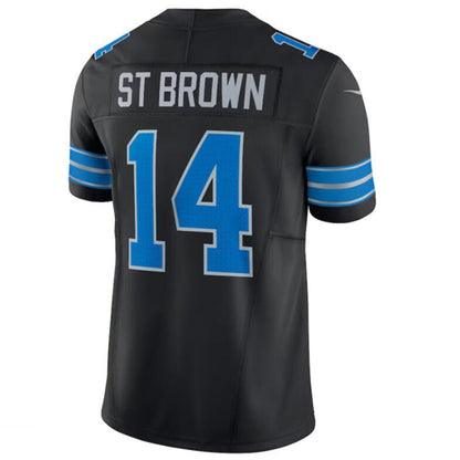 D.Lions #14 Amon-Ra St. Brown Vapor F.U.S.E. Limited Jersey Black Player Football Jerseys