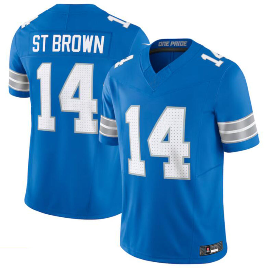 D.Lions #14 Amon-Ra St. Brown Vapor F.U.S.E. Limited Jersey  Blue Player Football Jerseys