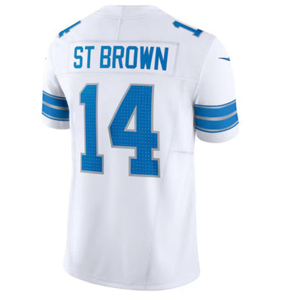 D.Lions #14 Amon-Ra St. Brown Player White Vapor F.U.S.E. Limited Football Jerseys