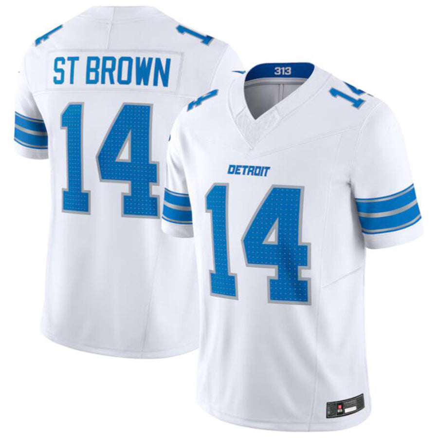 D.Lions #14 Amon-Ra St. Brown Player White Vapor F.U.S.E. Limited Football Jerseys