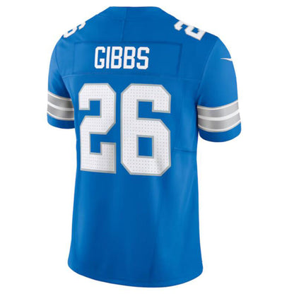 D.Lions #26 Jahmyr Gibbs Blue Vapor F.U.S.E. Limited Jersey Player American Stitched Football Jerseys