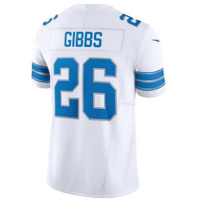 D.Lions #26 Jahmyr Gibbs White Vapor F.U.S.E. Limited Jersey Player  American Stitched Football Jerseys