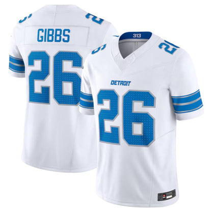 D.Lions #26 Jahmyr Gibbs White Vapor F.U.S.E. Limited Jersey Player  American Stitched Football Jerseys