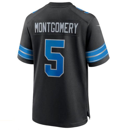 D.Lions #5 David Montgomery Player Black Game Football Jerseys