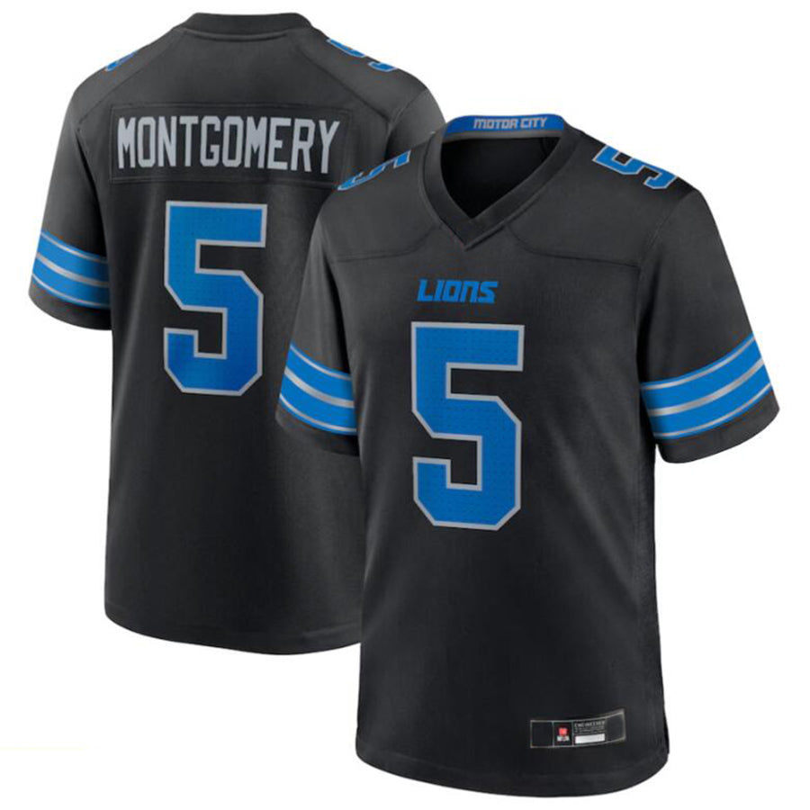 D.Lions #5 David Montgomery Player Black Game Football Jerseys