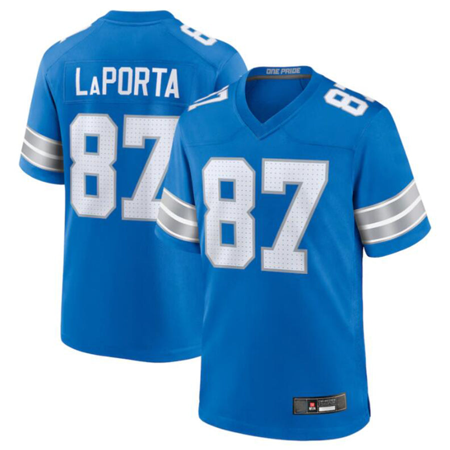 D.Lions #87 Sam LaPorta Player Blue Game Jersey American Stitched Football Jerseys