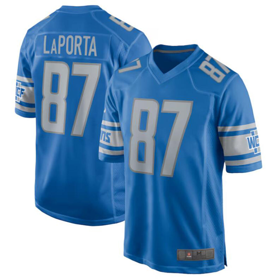 D.Lions #87 Sam LaPorta Player Blue Team Game Jersey American Stitched Football Jerseys