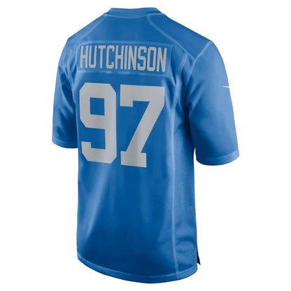 D.Lions #97 Aidan Hutchinson Blue Alternate Game Player Jersey Stitched American Football Jerseys