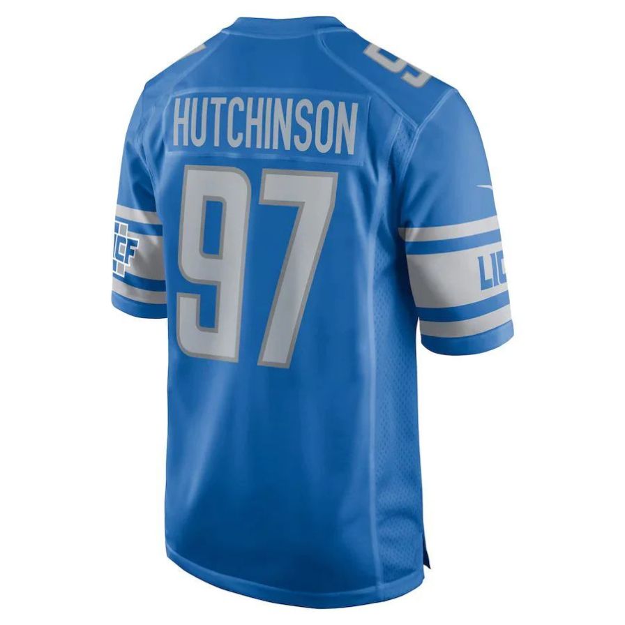 D.Lions #97 Aidan Hutchinson Blue Game Jersey Player Stitched American Football Jerseys