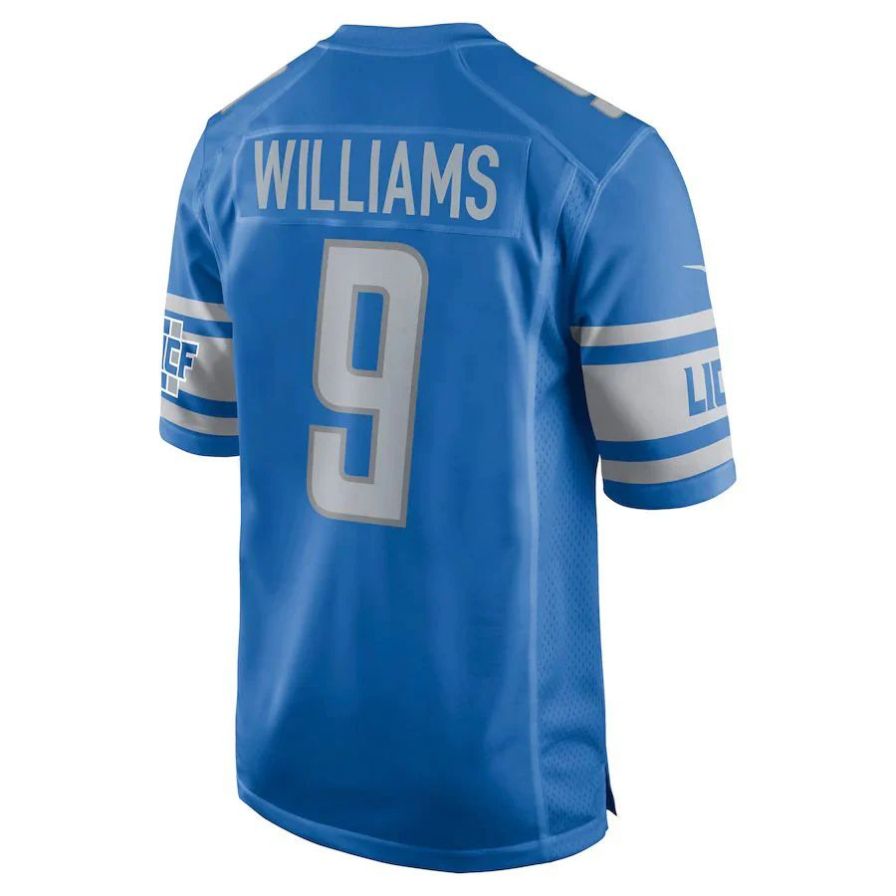 D.Lions #9 Jameson Williams Player Blue Game Football Jerseys