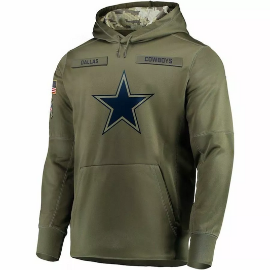 D.Cowboys Salute To Service Club Pullover Hoodie Player Jersey -Stitched American Football Jerseys