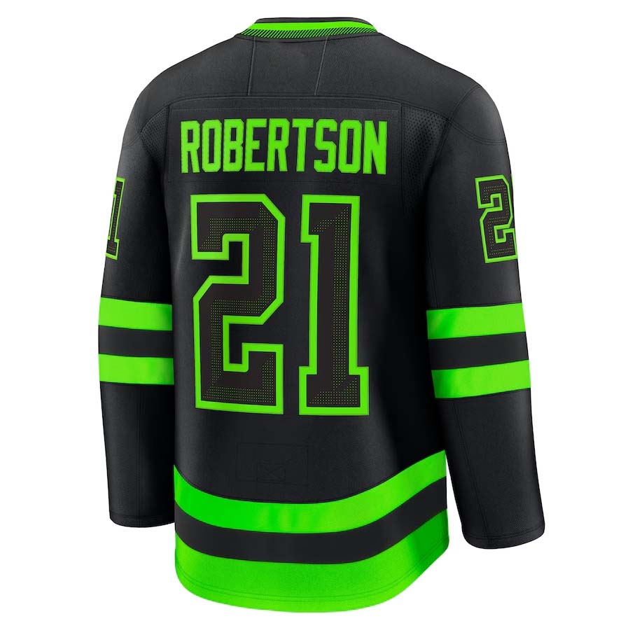 D.Stars #21 Jason Robertson Fanatics Player Game Jersey - Black Stitched American Hockey Jerseys