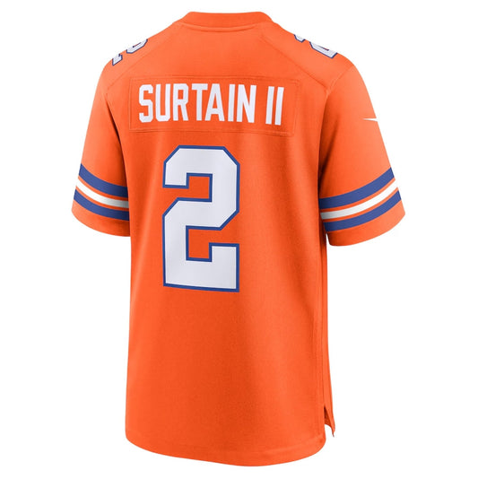 D.Broncos #2 Patrick Surtain II Orange Player Game Football Jerseys