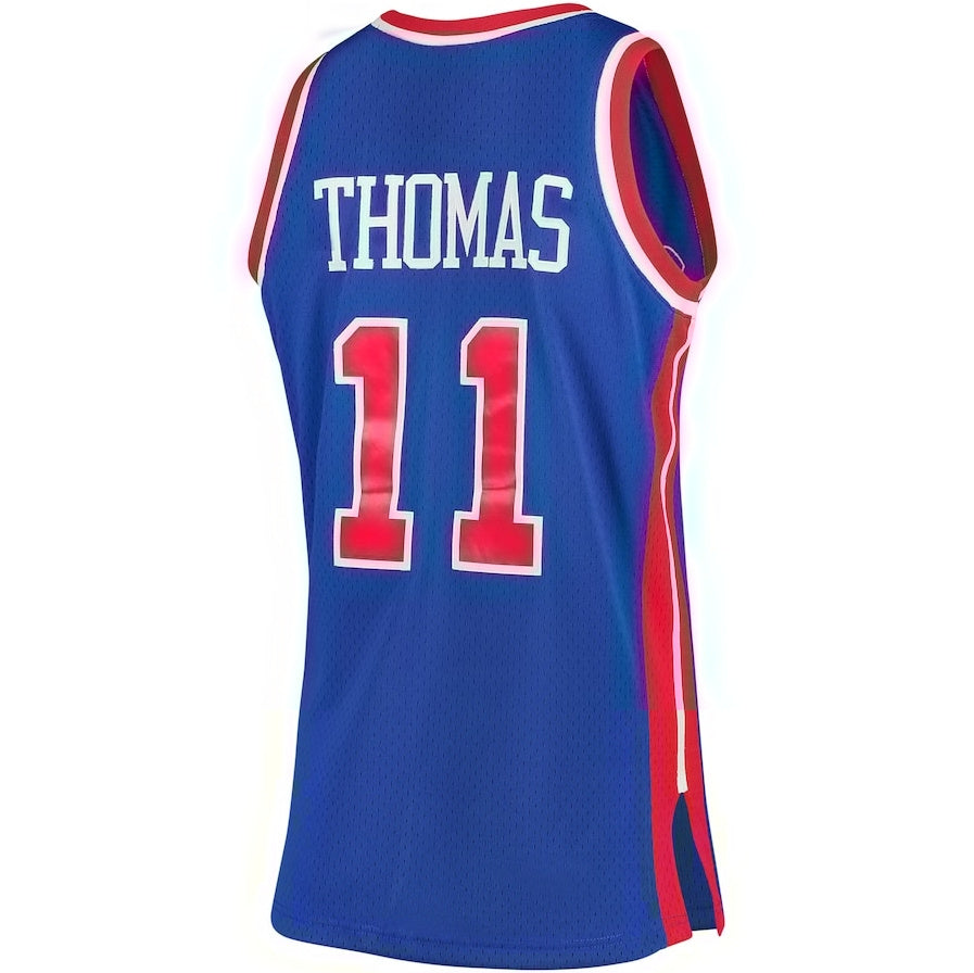 D.Pistons #11 Isiah Thomas Hardwood Classics Swingman Player Jersey - Blue American Basketball Jerseys