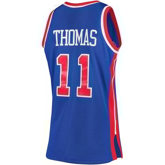 D.Pistons #11 Isiah Thomas Hardwood Classics Swingman Player Jersey - Blue American Basketball Jerseys