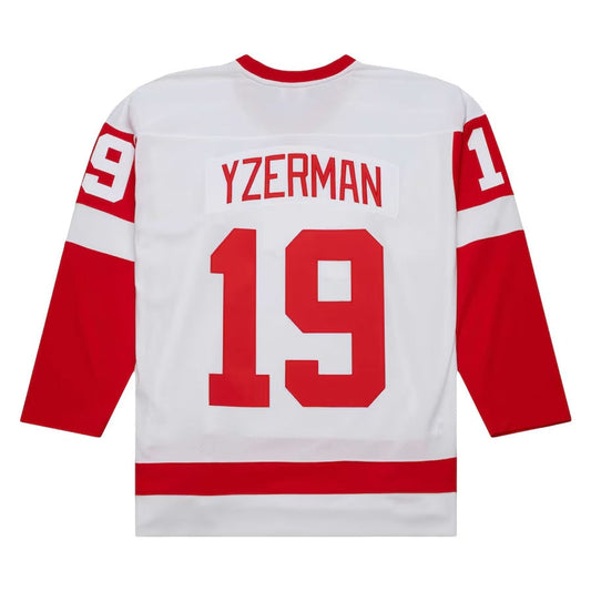 D.Red Wings #19 Steve Yzerman Blue Line Player Jersey - White American Hockey Jerseys