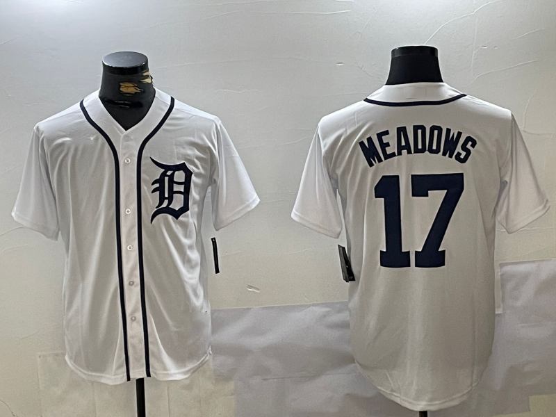 D.Tigers #17 Parker Meadows Player White Game Jersey Cool Base Stitched Baseball Jerseys