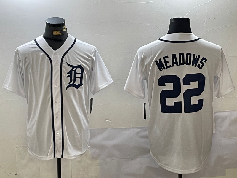 D.Tigers #22 Parker Meadows White Player Jersey Cool Base Stitched Baseball Jerseys