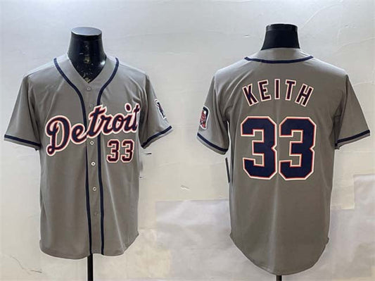 D.Tigers #33 Colt Keith Gray Player Game Jersey Cool Base Stitched Baseball Jerseys