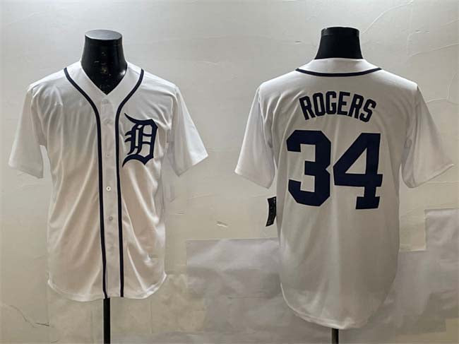 D.Tigers #34 Jake Rogers Player White Cool Base Stitched Baseball Jerseys