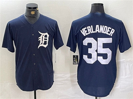 D.Tigers #35 Justin Verlander Player Navy Cool Base Stitched Baseball Jerseys