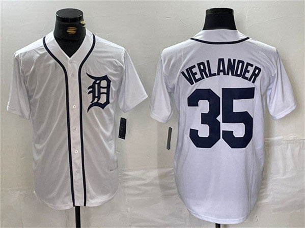 D.Tigers #35 Justin Verlander Player White Cool Base Stitched Baseball Jerseys