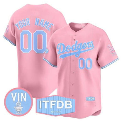 Custom LA.Dodgers Vin ITFDB Patch Bubblegum Pink Vapor Premier Limited – Stitched Baseball Jerseys