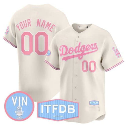 Custom LA.Dodgers Vin ITFDB Patch Bubblegum Pink Vapor Premier Limited – Stitched Baseball Jerseys