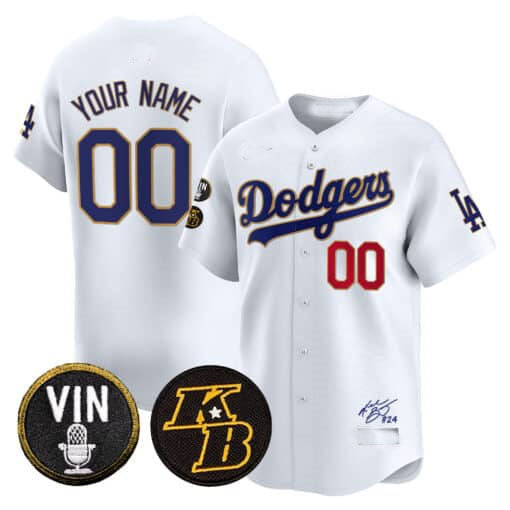 Custom LA.Dodgers Vin Patch & Kobe Bryant Signature Vapor Premier Limited – All Stitched Baseball Jersey