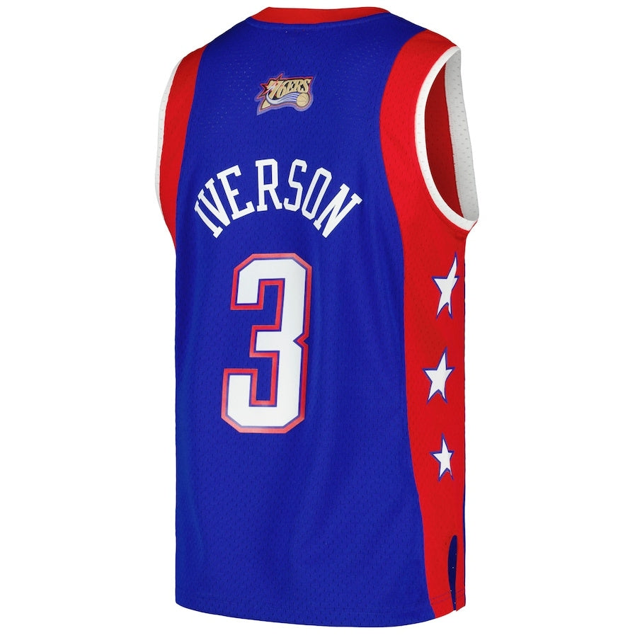 E.Conference #3 Allen IversonHardwood Player Classics All-Star Game Swingman Throwback Jersey - Royal American Basketball Jerseys