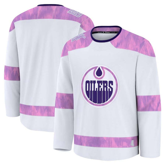 E.Oilers Fanatics Blank Player Game Hockey Jersey - White Stitched American Hockey Jerseys